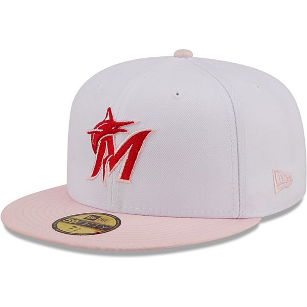 Men's New Era White/Red Miami Marlins Undervisor 59FIFTY Fitted Hat