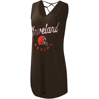 Women's G-III 4Her by Carl Banks Brown Cleveland Browns Game Time Swim V-Neck Cover-Up Dress