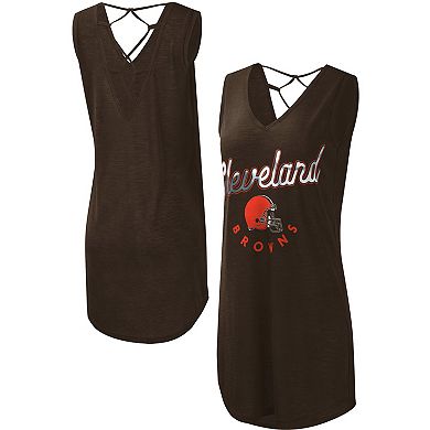 Women's G-III 4Her by Carl Banks Brown Cleveland Browns Game Time Swim V-Neck Cover-Up Dress