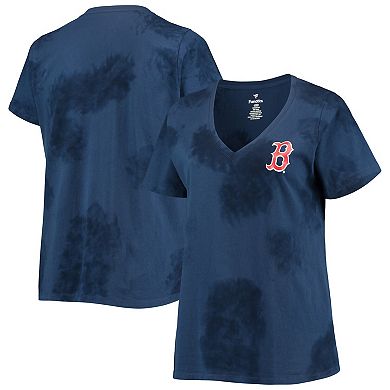 Women's Navy Boston Red Sox Plus Size Cloud V-Neck T-Shirt