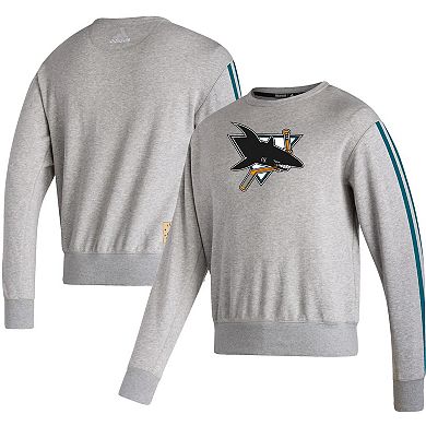 Men's adidas Heathered Gray San Jose Sharks Team Classics Vintage Pullover Sweatshirt