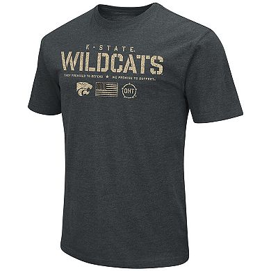 Men's Colosseum Heathered Black Kansas State Wildcats OHT Military Appreciation Flag 2.0 T-Shirt