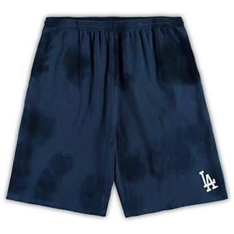 Men's Navy Los Angeles Dodgers Big & Tall Tye Dye Fleece Shorts