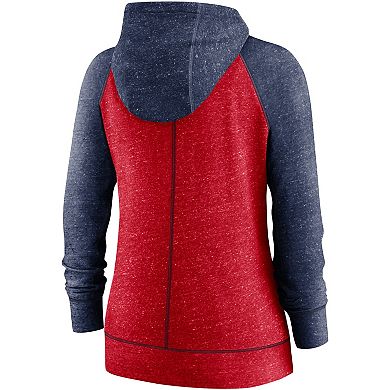 Women's Nike Heather Red/Heather Navy St. Louis Cardinals Split Wordmark Gym Vintage Raglan Lightweight Full-Zip Hoodie