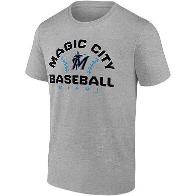 Men's Fanatics Branded Heathered Gray Miami Marlins Iconic Go for Two T-Shirt