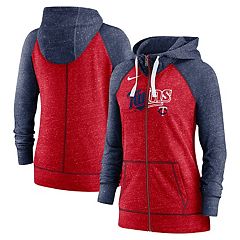 Women's Nike Red/Navy Washington Nationals Split Wordmark Gym Vintage Raglan Full-Zip Hoodie