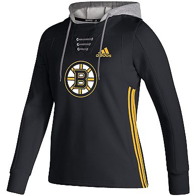 Women's adidas Black Boston Bruins Skate Lace AEROREADY Pullover Hoodie