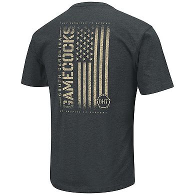Men's Colosseum Heathered Black South Carolina Gamecocks OHT Military Appreciation Flag 2.0 T-Shirt