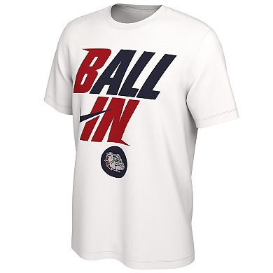 Men's Nike White Gonzaga Bulldogs Ball In Bench T-Shirt