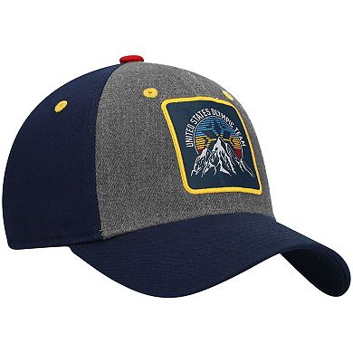 Youth Heathered Gray/Navy Team USA Snow Peak Patch Precurved Snapback Hat