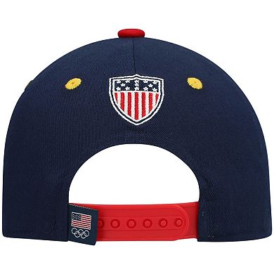 Youth Heathered Gray/Navy Team USA Snow Peak Patch Precurved Snapback Hat