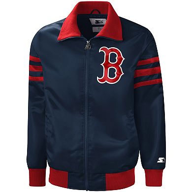 Men's Starter Navy Boston Red Sox The Captain II Full-Zip Varsity Jacket
