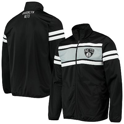 Men s G III Sports by Carl Banks Black Brooklyn Nets Power Pitcher Full Zip Track Jacket