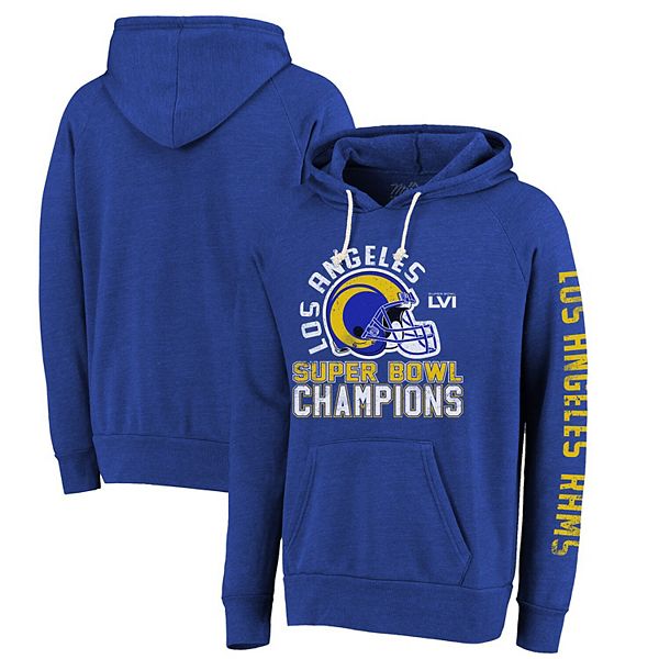 Men's Majestic Threads Royal Los Angeles Rams Super Bowl LVI Champions Hard  Count Pullover Hoodie