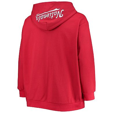 Women's Red Washington Nationals Plus Size Lace-Up V-Neck Pullover Hoodie