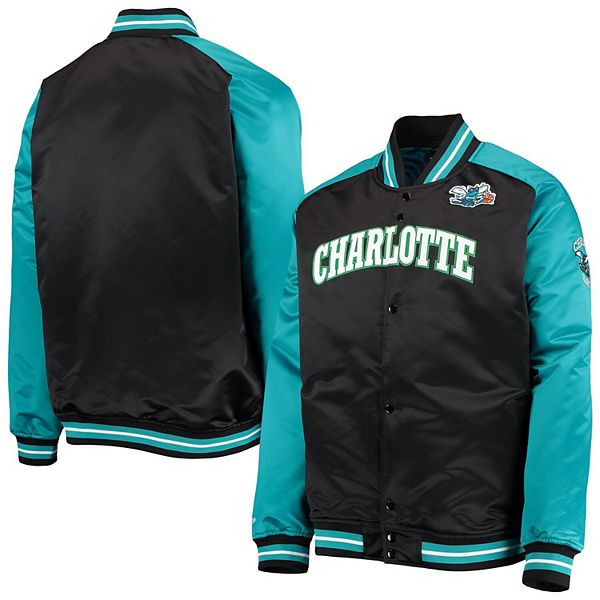 Mitchell and Ness Charlotte Hornets Satin Jacket Hornets Blue