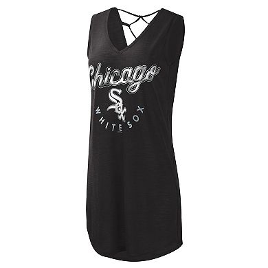 Women's G-III 4Her by Carl Banks Black Chicago White Sox Game Time Slub Beach V-Neck Cover-Up Dress