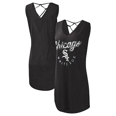 Women's G-III 4Her by Carl Banks Black Chicago White Sox Game Time Slub Beach V-Neck Cover-Up Dress