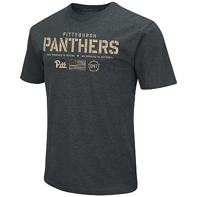 Men's Colosseum Heathered Black Pitt Panthers OHT Military Appreciation Flag 2.0 T-Shirt