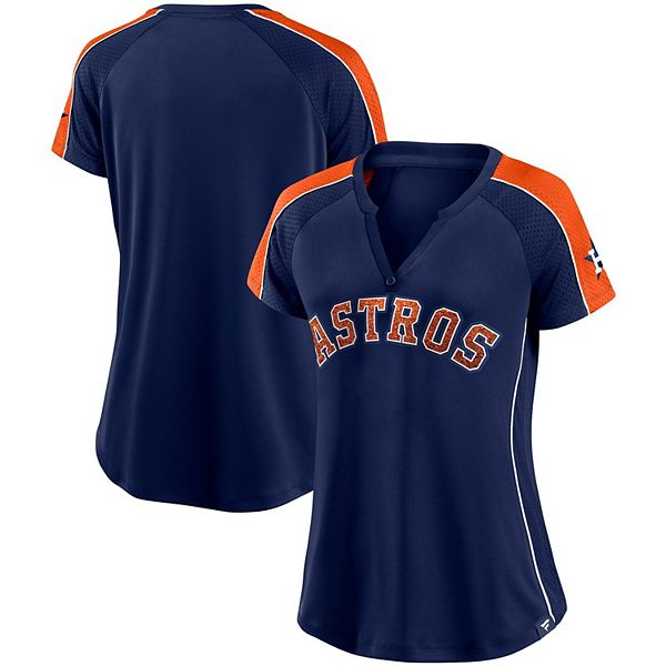 Houston Astros Womens T Shirt Small Orange V Neck Astrodome Logo