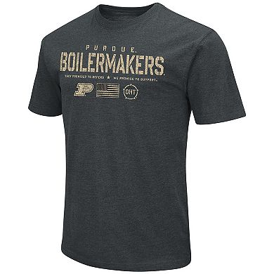 Men's Colosseum Heathered Black Purdue Boilermakers OHT Military Appreciation Flag 2.0 T-Shirt