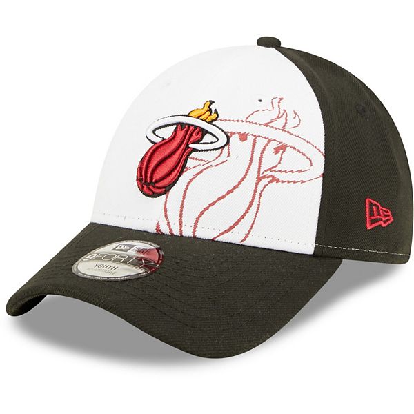 Youth New Era Black Miami Heat Sketch 9FORTY Adjustable Hat