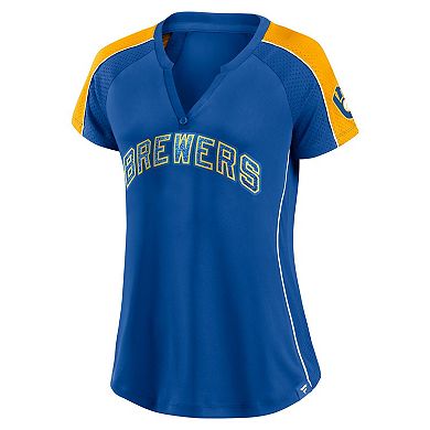 Women's Vintage Baseball Pinstripe V-Neck Tee - Glitter Graphic, Raglan Sleeves, Royal & White