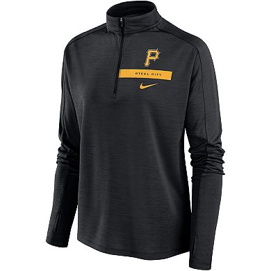 Women's Nike Black Pittsburgh Pirates Primetime Local Touch Pacer Quarter-Zip Top