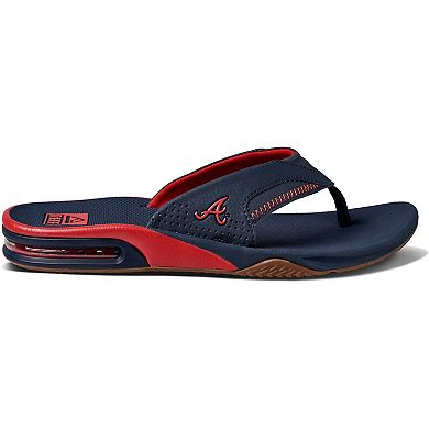 Men's REEF Atlanta Braves Fanning Bottle Opener Sandals