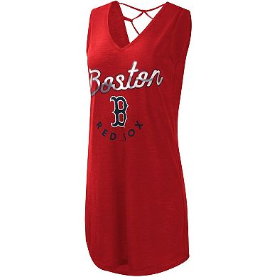 Women's G-III 4Her by Carl Banks Red Boston Red Sox Game Time Slub Beach V-Neck Cover-Up Dress