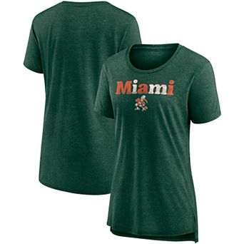 Women's Fanatics Branded Heathered Green Miami Hurricanes Breakneck Speed Tri-Blend T-Shirt