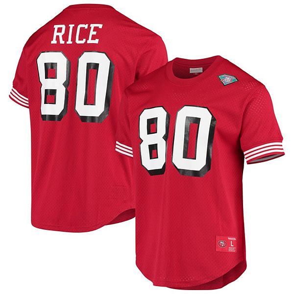 Jerry Rice San Francisco 49ers Mitchell & Ness 75th Anniversary Name &  Number Long Sleeve T-Shirt - Scarlet