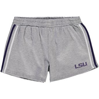 Women's Heathered Gray LSU Tigers Plus Size 2-Stripes Shorts