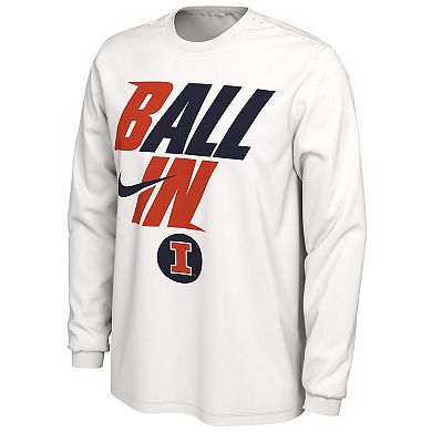 Men's Nike White Illinois Fighting Illini Ball In Bench Long Sleeve T-Shirt
