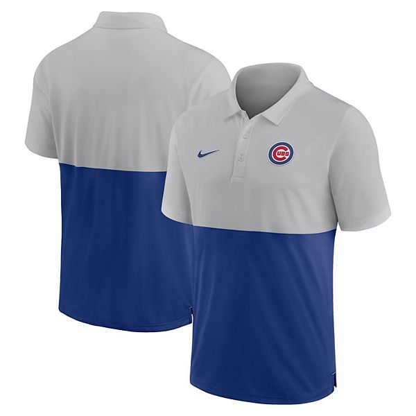 Nike Chicago Cubs 2-Button Basesball Mens Polo Blue Red Dri-Fit