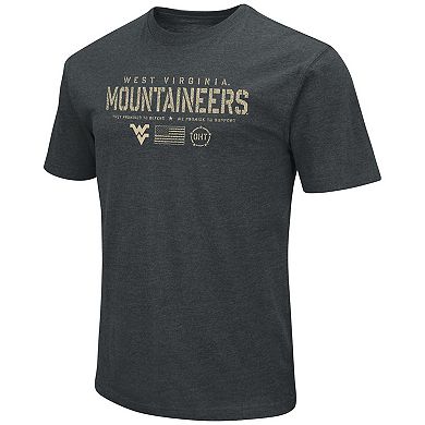 Men's Colosseum Heathered Black West Virginia Mountaineers OHT Military Appreciation Flag 2.0 T-Shirt