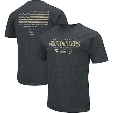 Men's Colosseum Heathered Black West Virginia Mountaineers OHT Military Appreciation Flag 2.0 T-Shirt