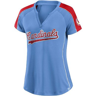 Women's Fanatics Branded Royal/Red St. Louis Cardinals True Classic League Diva Pinstripe Raglan V-Neck T-Shirt