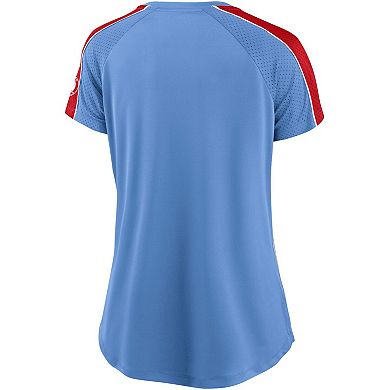 Women's Fanatics Branded Royal/Red St. Louis Cardinals True Classic League Diva Pinstripe Raglan V-Neck T-Shirt