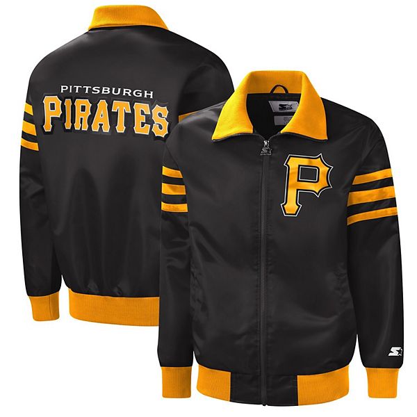 Pittsburgh Pirates Starter Midfield Satin Full-Snap Varsity Jacket - Black