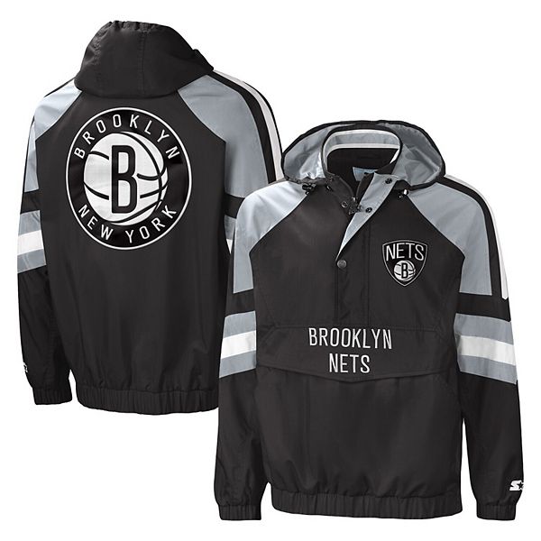 Men's Brooklyn Nets Starter Black/Gray The Pro II Half-Zip Jacket