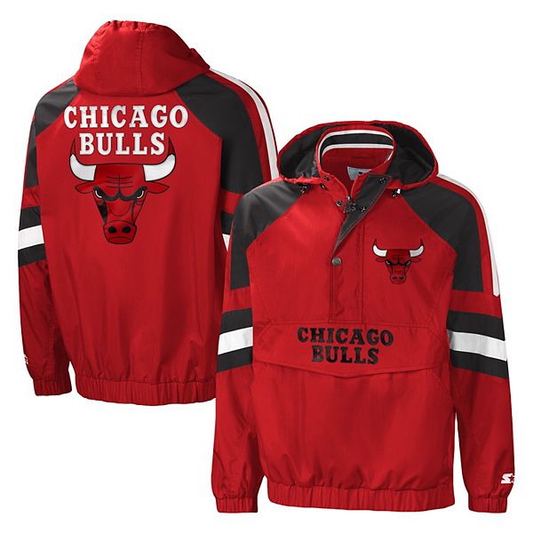 CHICAGO BULLS NBA Starter Hooded Half Zip Pull Over Jacket RED