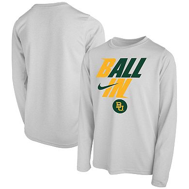 Youth Nike White Baylor Bears Ball In Bench Long Sleeve T-Shirt