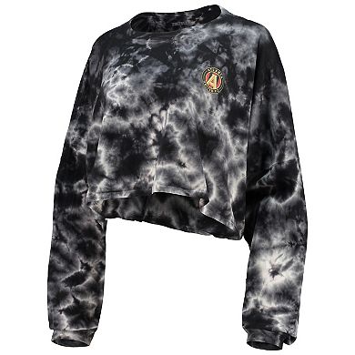 Women's ZooZatz Black Atlanta United FC Oversized Cloud-Dye Long Sleeve T-Shirt