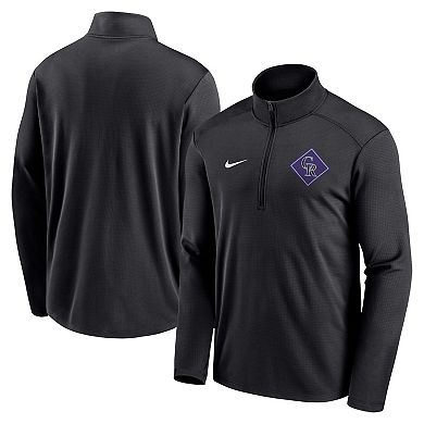 Men's Nike Black Colorado Rockies Diamond Icon Pacer Performance Quarter-Zip Top