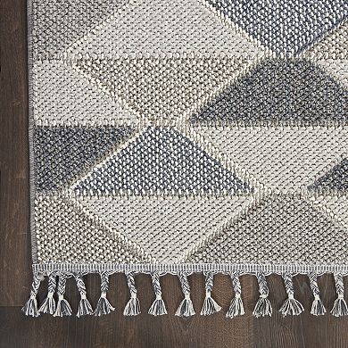 Nourison Elwood Geometric Color Block Tassel 5'3'' x 7'11'' Indoor Rug