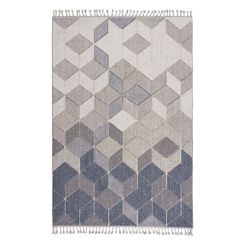 Nourison Elwood Geometric Cube Tassel 5'3'' x 7'11'' Indoor Rug, Grey, 5X8 Ft