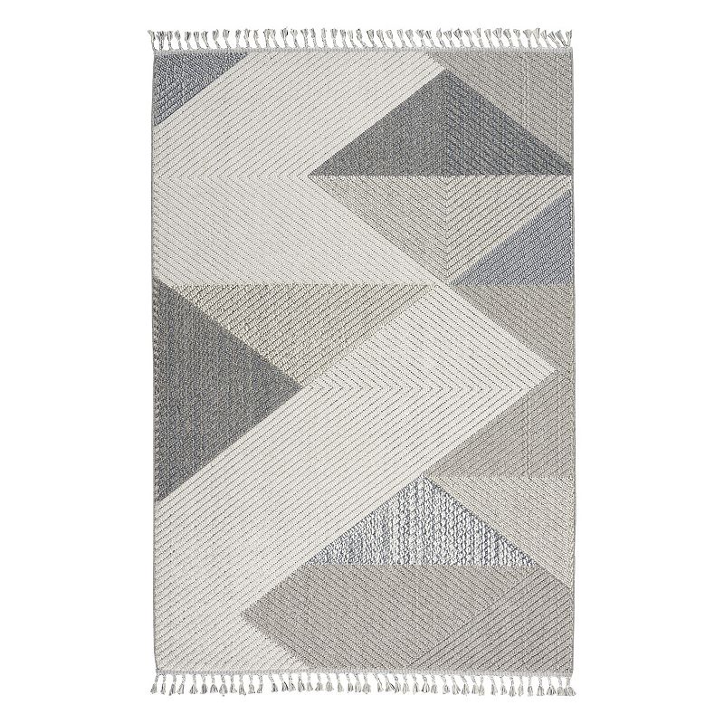 Nourison Elwood Sharp Geometric Tassel 5'3'' x 7'11'' Indoor Rug, Grey, 5X8 Ft