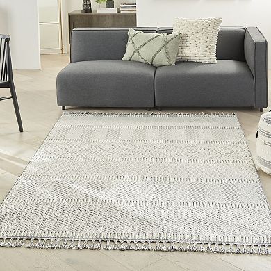 Nourison Elwood Textured Geometric Tassel5'3'' x 7'11'' Indoor Rug