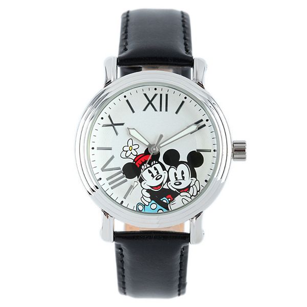 Disney Mickey & Minnie Mouse Women's Faux Leather Black White 11.5